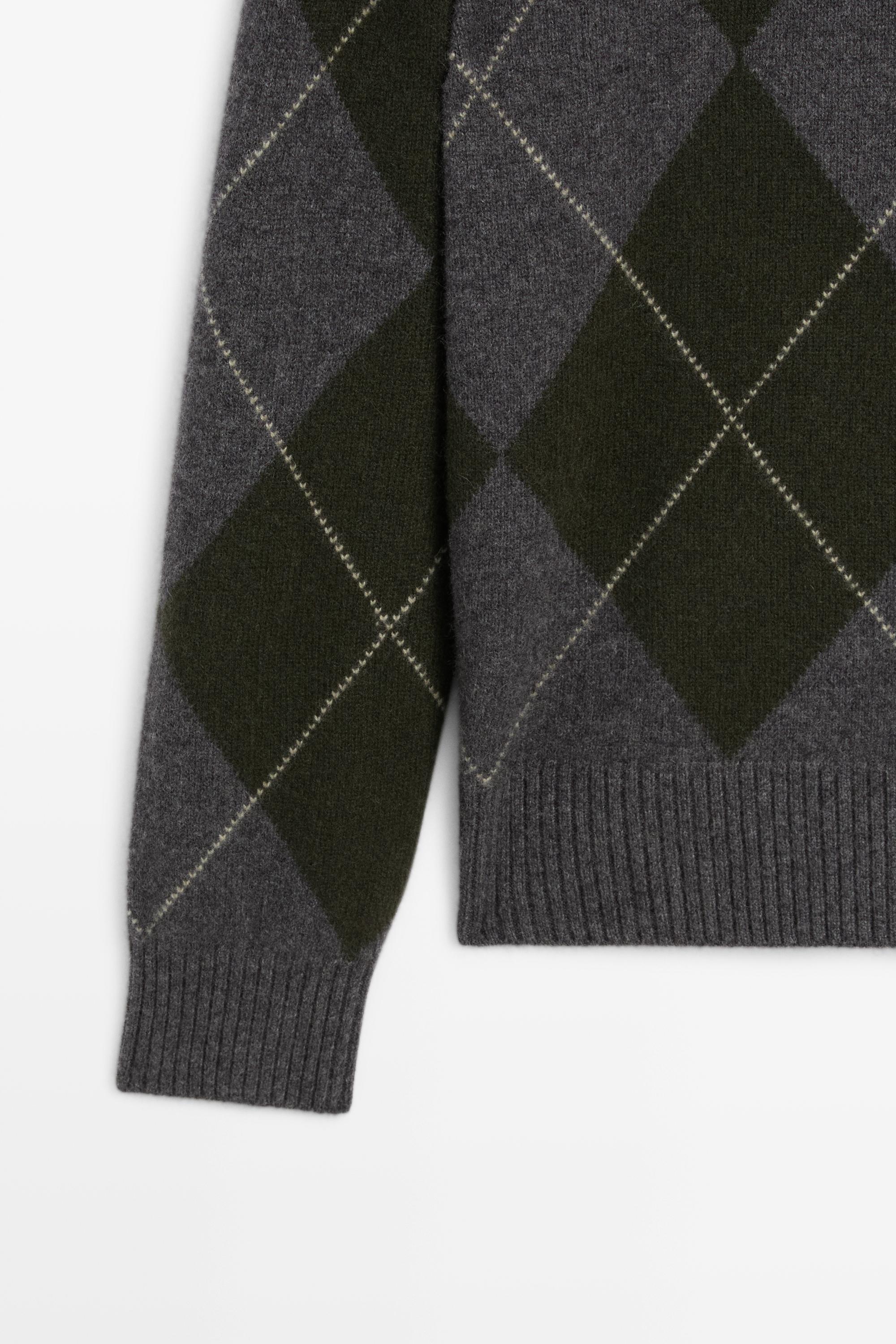 Pull en maille à motif losanges 100 % cachemire